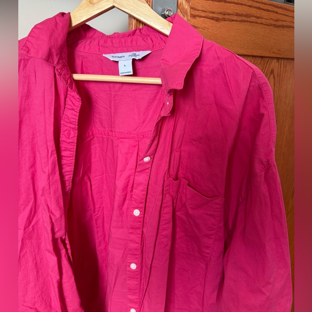old navy pink button up shirt